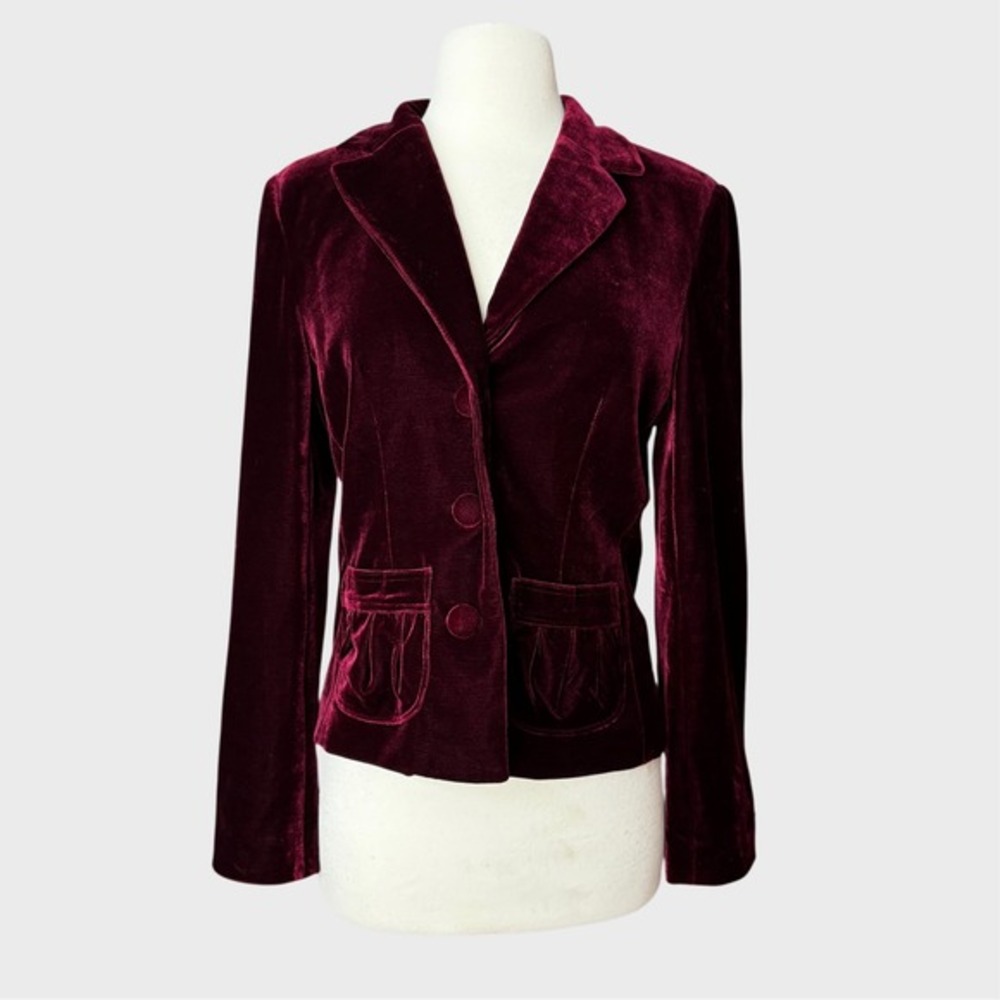 Vintage y2k Goth Small Red Velvet Blazer Corporate goth‎ office goth whimsigoth